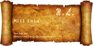 Mill Lola névjegykártya